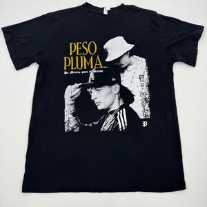 Peso Pluma Doble P Tour Graphic T Shirt Black Mens Size M